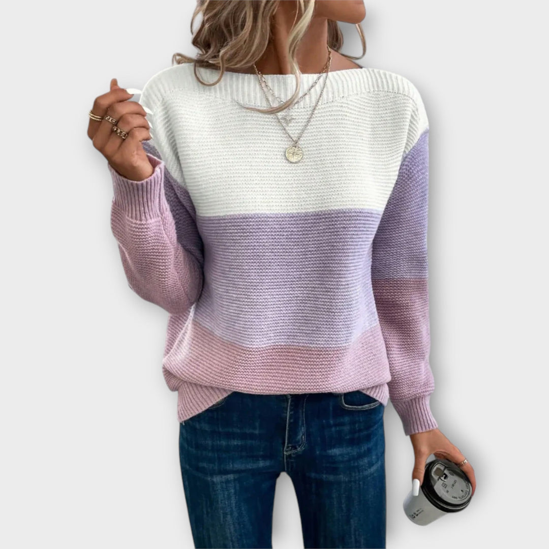 Maria| Elegant Tri-Color Patchwork Sweater