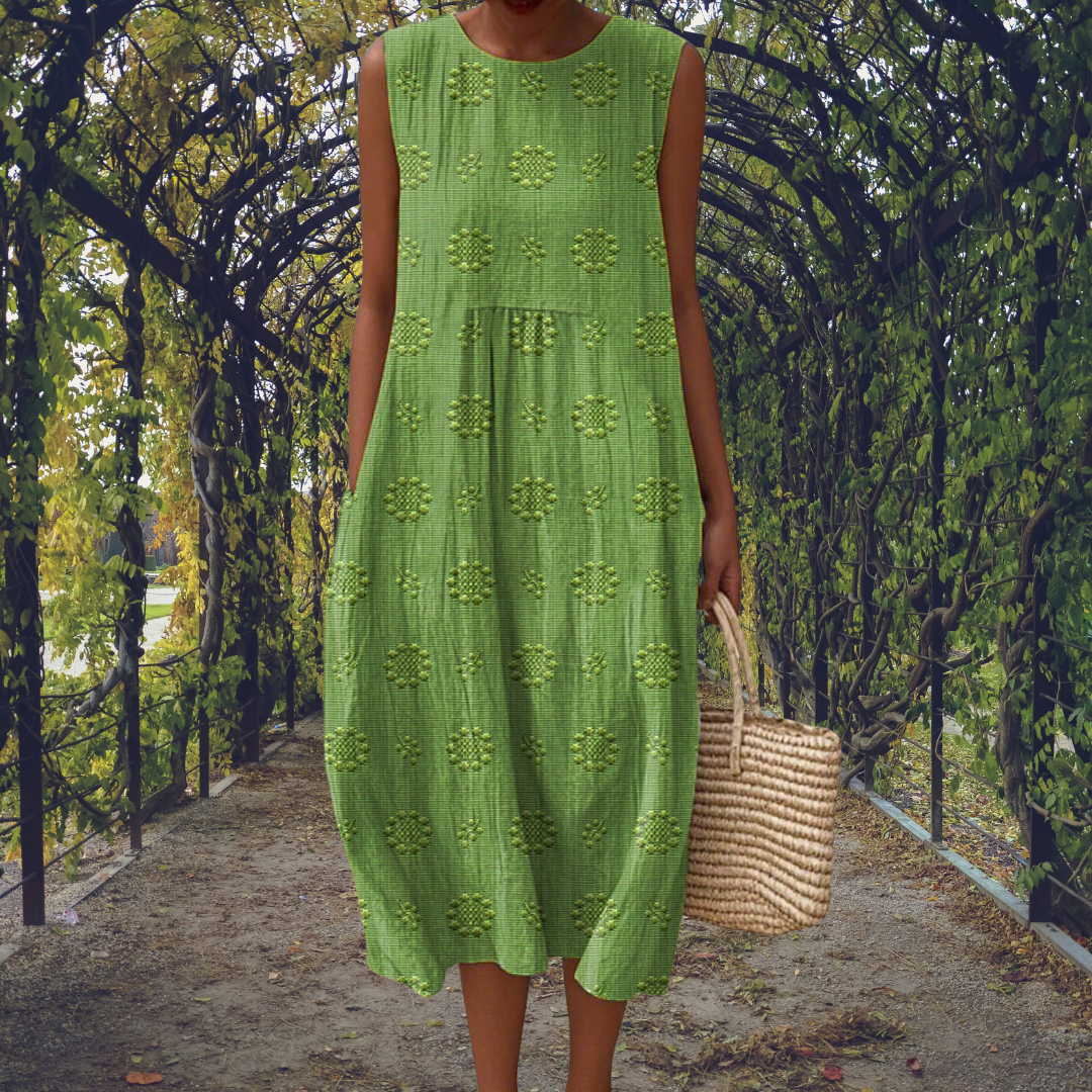 Aikaterini | Elegant sleeveless cotton dress with pockets