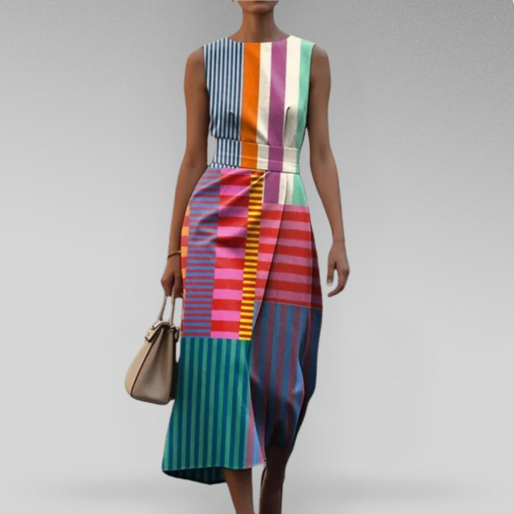 Celeste | Colorblock Elegance Midi Dress