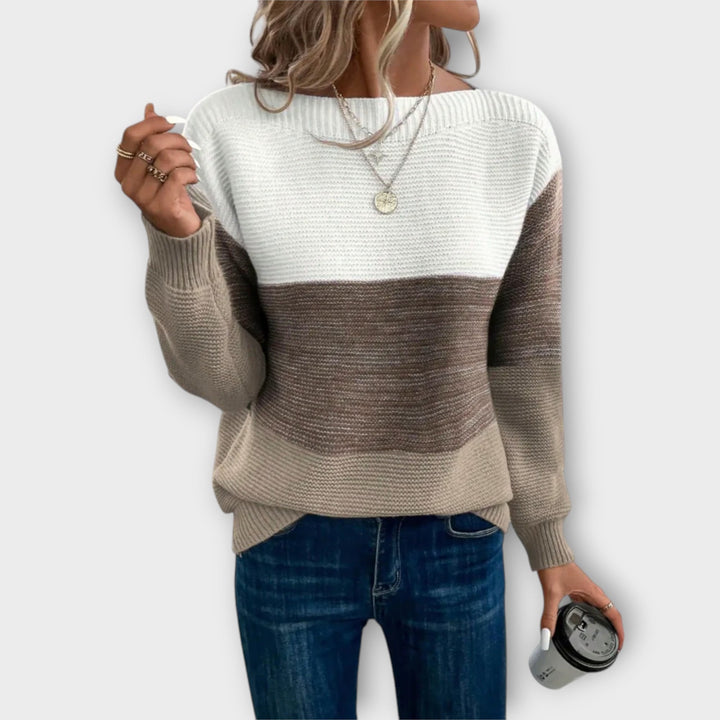 Maria| Elegant Tri-Color Patchwork Sweater