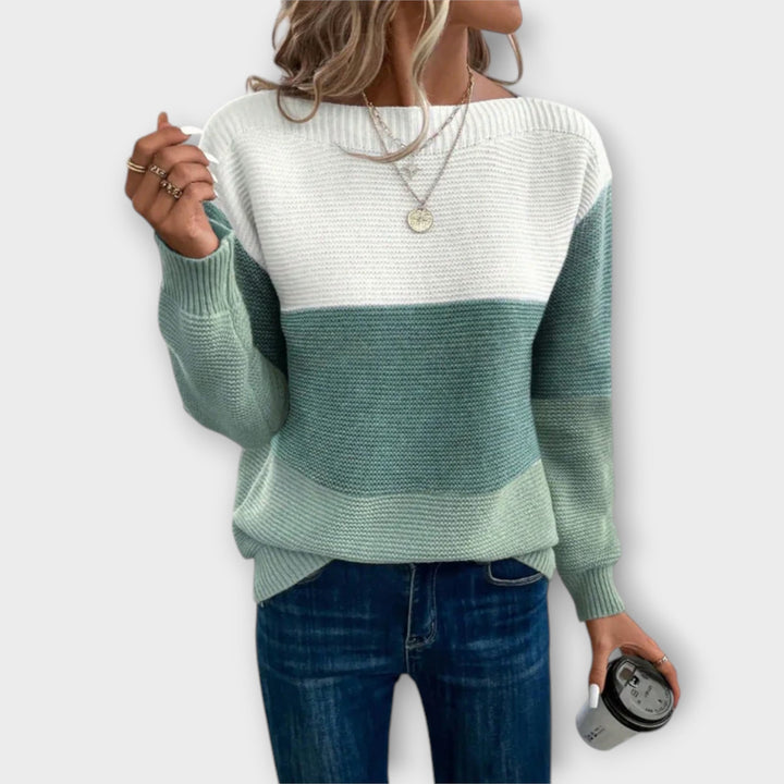 Maria| Elegant Tri-Color Patchwork Sweater