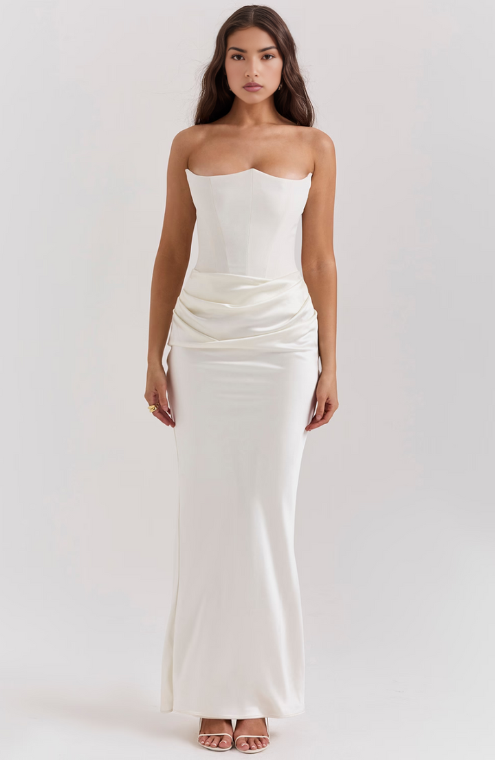 Hera | Elegant Retro Solid Color Strapless Party Dress