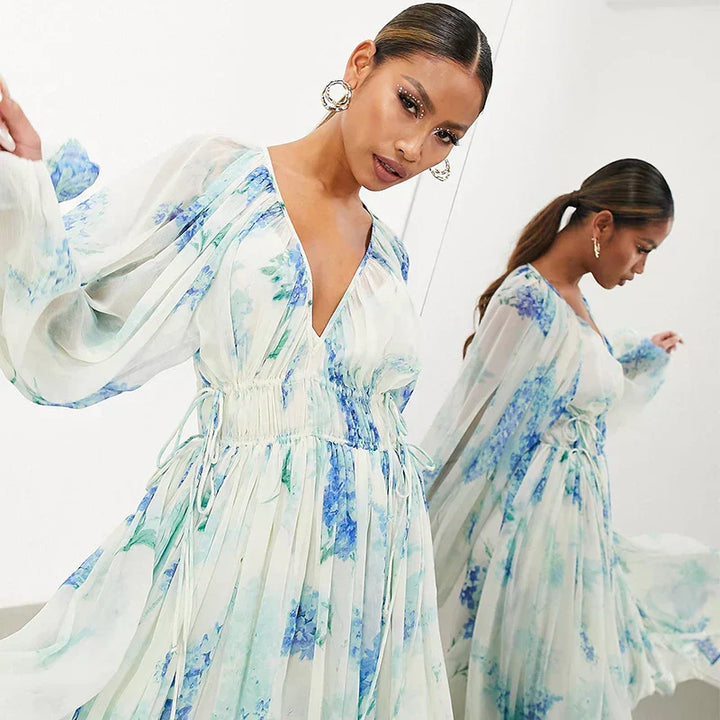 Nora | Blue Ocean Maxi Dress