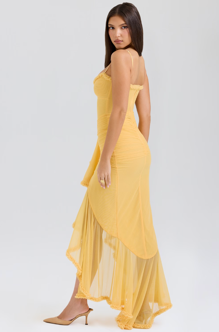 Fauna | Ruched Ruffle Dovetail Party Dress