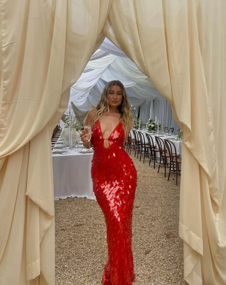 Kalea | Glitter Sequins Backless Strap Dress