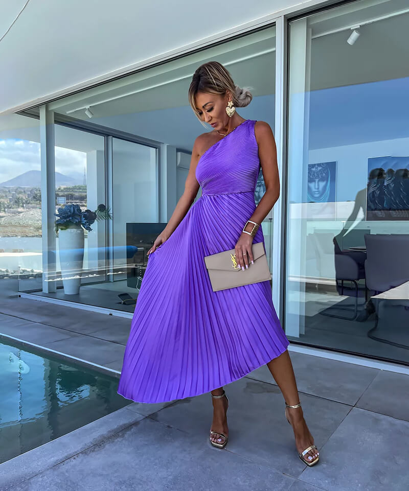Celeste | Elegant One-Shoulder Midi Dress