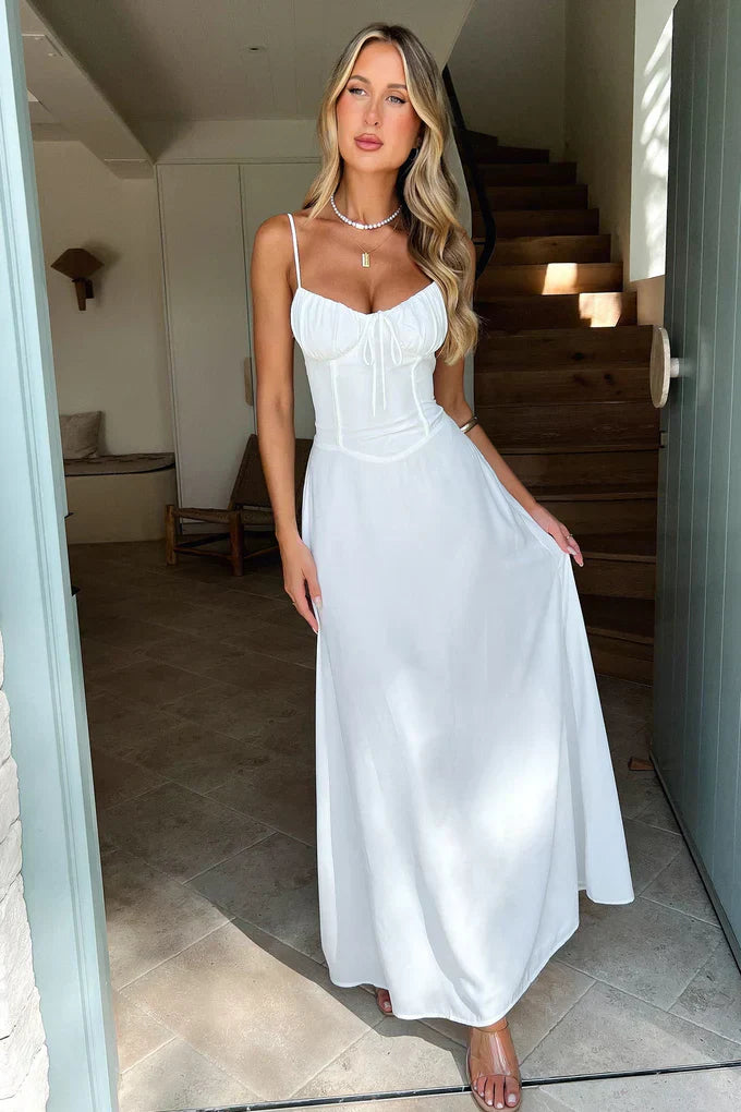 Cambria | Elegant Spaghetti Strap Maxi Wrap Dress