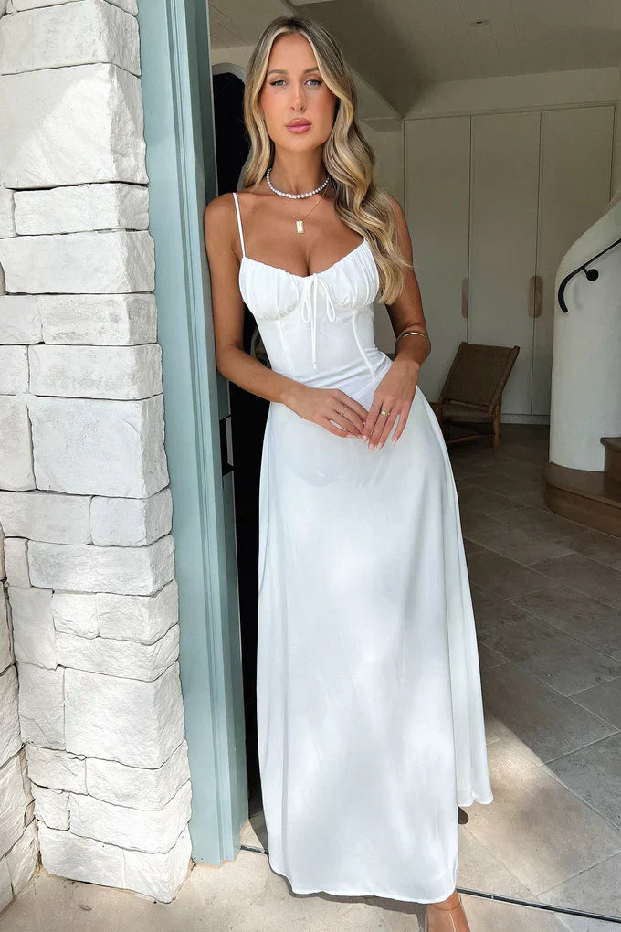 Cambria | Elegant Spaghetti Strap Maxi Wrap Dress